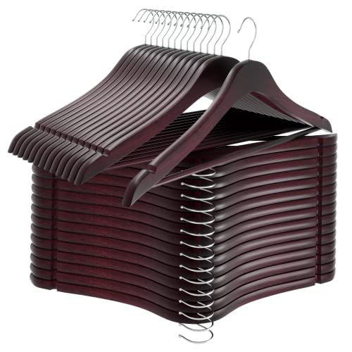 Utopia Home Premium Wooden Hangers 30 Pack - Durable & Slim Coat Hanger - Suit Hanger with 360-Degree Rotatable Hook - Wood Hangers with Shoulder Grooves (Cherry Color)