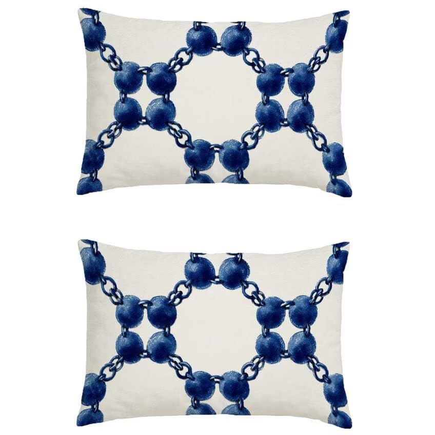 Housse de coussin 60x90cm imperméable lot de 2 | Taie rectangulaire bleu marine