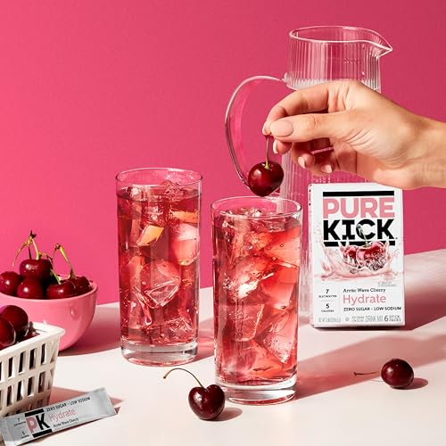 Image of Pure Kick Hydration Singles To Go Drink Mix, Arctic Wave Cherry, Includes 12 Boxes with 6 Packets in each Box, 72 Total Packets