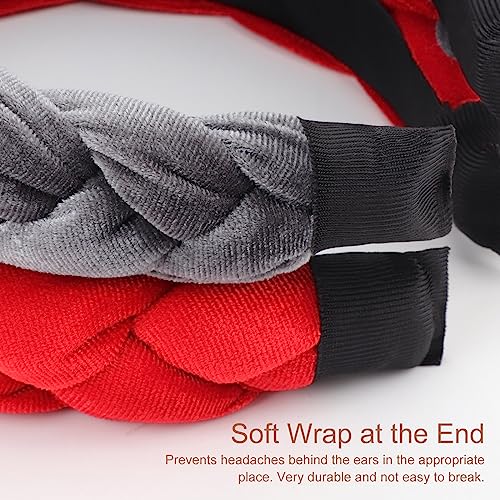 Image of DRESHOW Braided Headbands for Women Velvet Hair Hoop Elastic Criss Cross Hair Bands Accessories