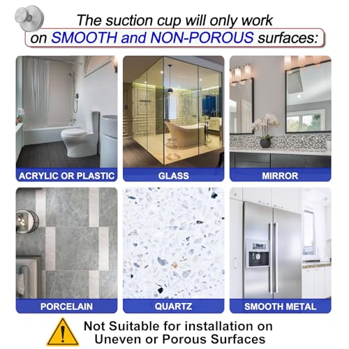 Image of Bntuk Suction Cup Hooks for Shower, Removable Towel Hooks for Bathroom Window Glass Door Wall, Bath Robe Looafh Hook for Hanging - 4 Pack, Silver