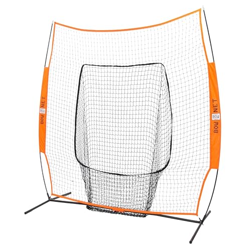 Bownet Big Mouth Replacement Net 7 x 7 - Orange Durable Practice Net - Fits Original 7x7 or Big Mouth - Perfect for Training Baseball Field Drills Practice Sessions and Sports Training Use