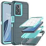 YmhxcY for OnePlus Nord N300 5G Case with Built in Screen Protector/Drop Proof 3-Layer Durable Cover,Shockproof Drop Protection Solid Rubber Case for OnePlus Nord N300 5G-Dark Green/Green