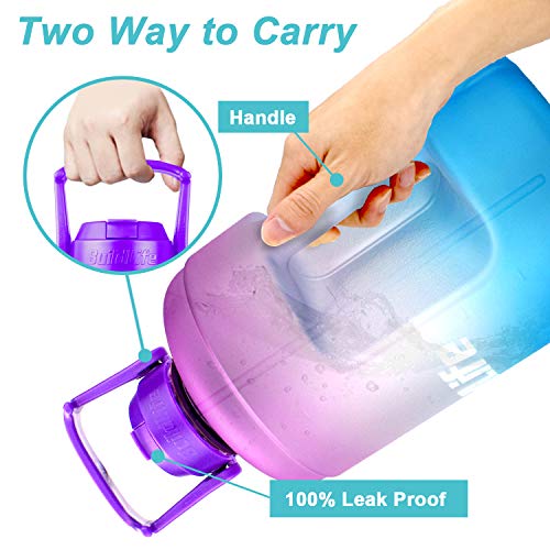Image of QuiFit 1 Gallon Water Bottle - with Straw & Motivational Time Marker Leak-Proof BPA Free Reusable Gym Sports Outdoor Large(128OZ /73OZ) Capacity Water Jug