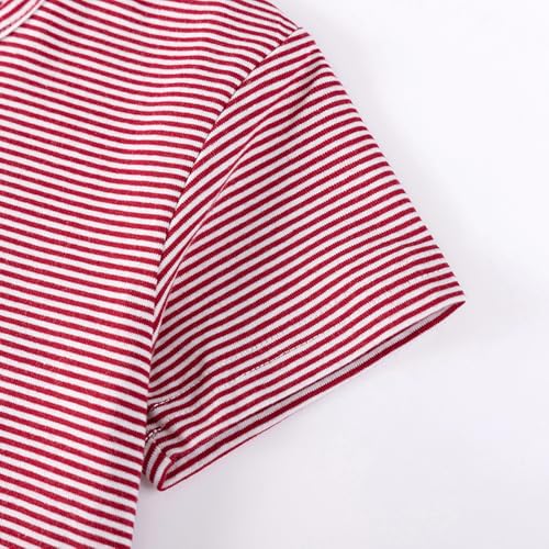 Image of Girls Cotton Long Sleeve Casual Cartoon Appliques Striped Jersey Dresses