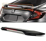 FOR 2016-2017 HONDA CIVIC LX/EX/TOURING 4DR SEDAN TRUNK LID SPOILER WING W/ LED 3RD BRAKE LIGHT