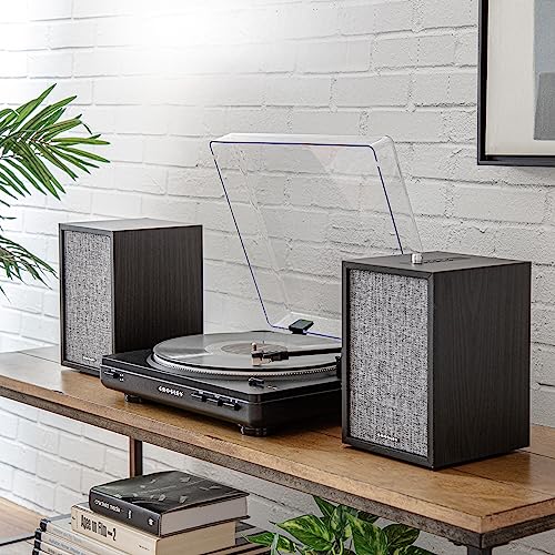 Image of Crosley KT400B-BK Fully Automatic Bluetooth 2-Speed Turntable Record Player with S200A Stereo Speakers, Black