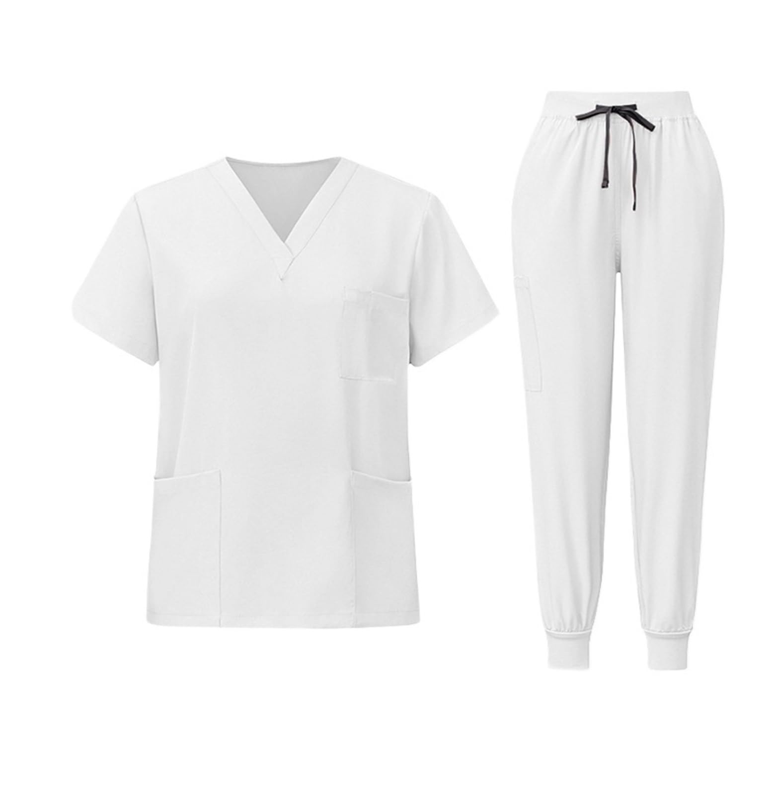 Uniforme Enfermera Uniformes de médicos y Enfermeras, Ropa Trabajo Manga Corta, Lavable a Mano, Traje Dividido
