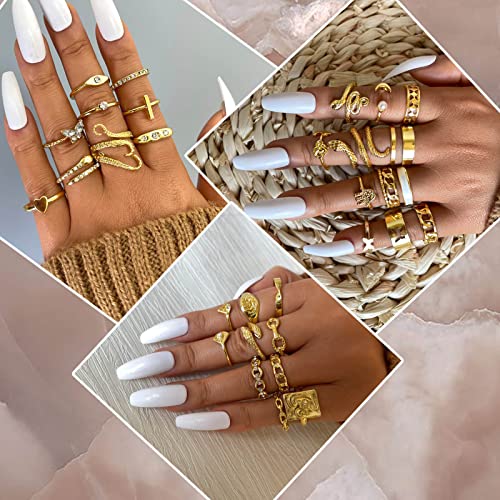 17km 60 pcs gold stacks ring sets for women non tarnish dainty vintage stackable rings pack finger midi knuckle rings for jewelry gift