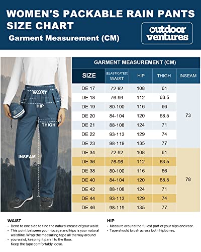 Outdoor Ventures Damen Regenhose Wasserdicht Atmungsaktiv Gefüttert Überziehhose - Winddicht Packbar Hose Leichte Softshellhose zum Wandern Fahrrad Navy Blau 42