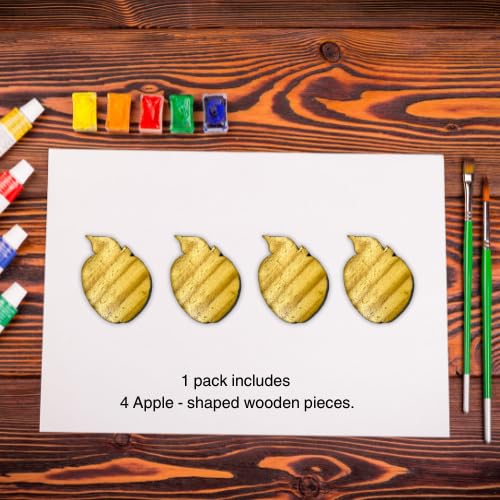 Holzmate DIY Wooden Fruit Fridge Magnets | Handcrafted Wooden Pieces with Pre-Attached Magnets | Ideal for Birthday Return Favours | Paints Not Included | Do It Yourself for Kids (4, Apple)