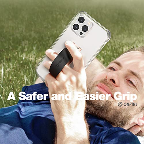 Onpint Phone Grip Finger Strap Holder 4 Inches, 2-In-1 Cell Phone Slim Finger Loop Holder Kickstand Compatible With Iphone Samsung And Most Smartphones - Black #TOP6