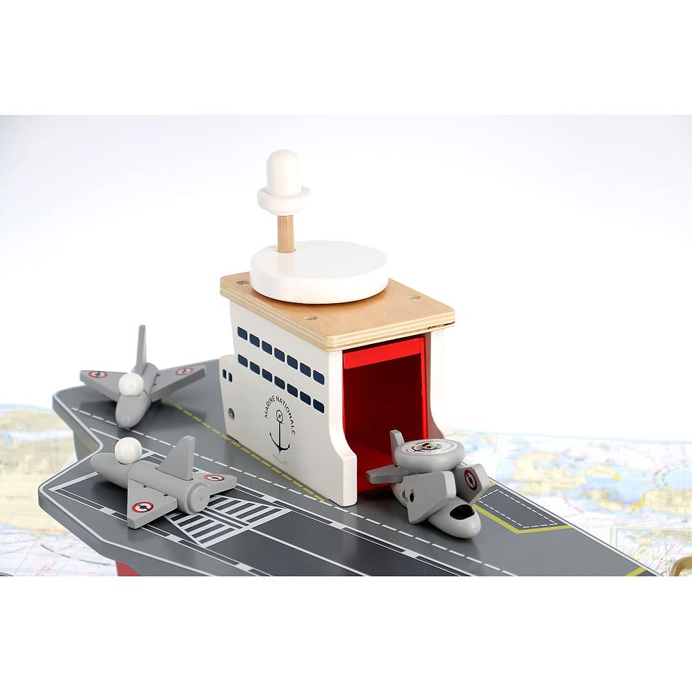 Porte-Avions Marine Nationale et Accessoires en Bois Enfant Dès 3 Ans