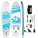 Roc Inflatable Stand Up Paddle Boards W Free Premium SUP Accessories & Backpack { Non-Slip Deck } Bonus Waterproof Bag, Leash, Paddle and Hand Pump !!! Youth & Adult (Blue)