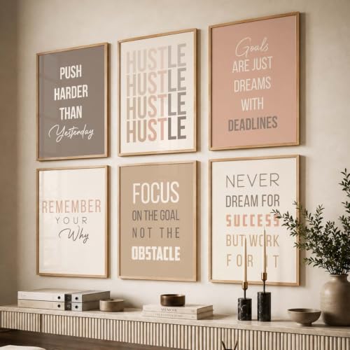Image of kotart Motivational Quote wall frames for wall hanging, Home decor wall paintings for living room, bed room | Poster with glass frames - Set of 6 Multicolo (10x13 inch, G)