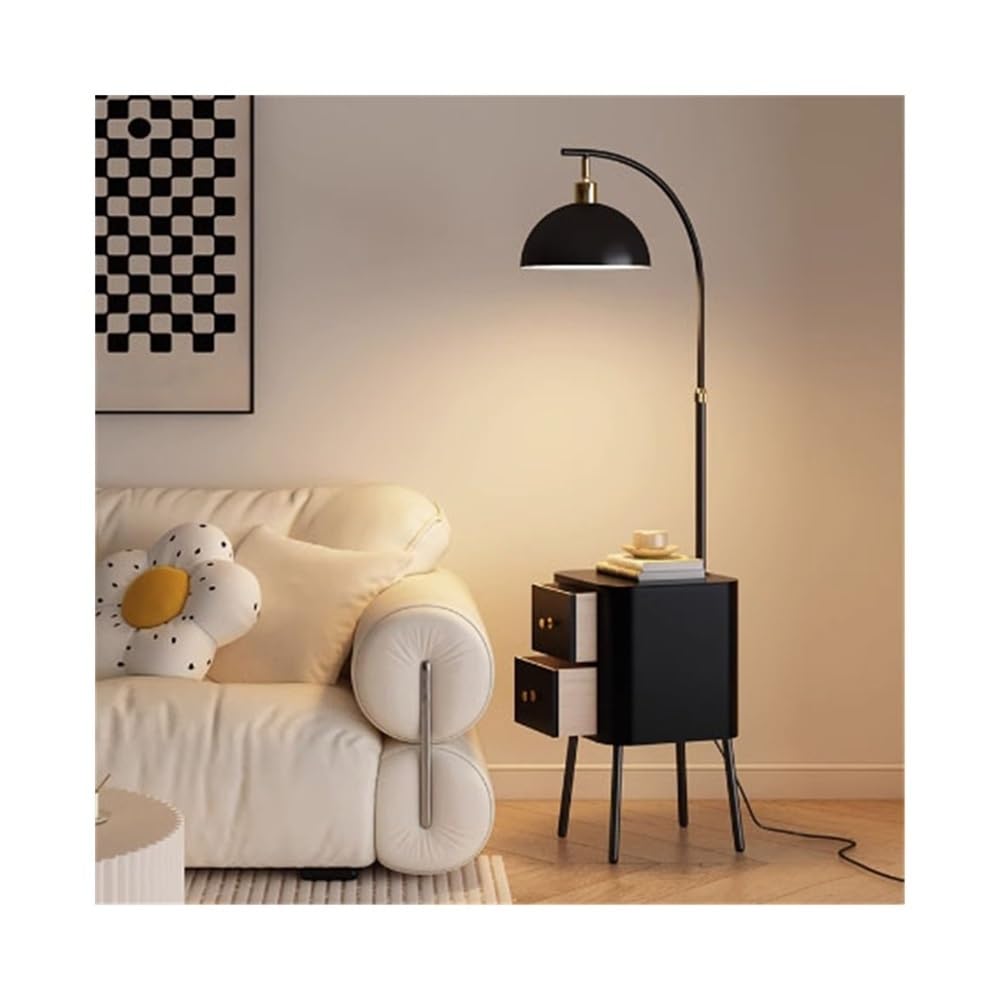 Yhxflux Black Lighting Premium Night Stand Floor Lamp With Table, Bedside(Black)