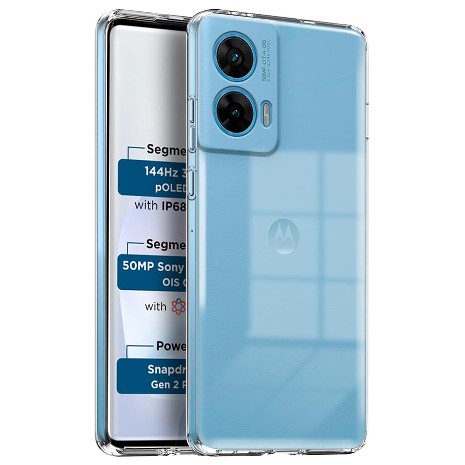 Image of Fashionury Crystal Clear Case for Motorola G96 5G | Yellowing Resistance | Transparent TPU Silicone | Raised Camera Lips | Slim Transparent Cover