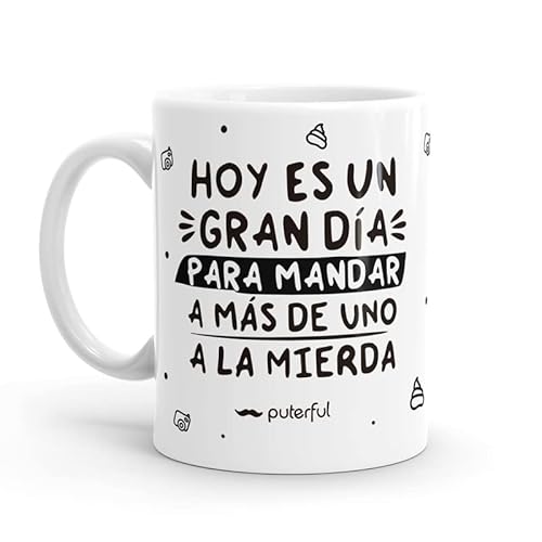 Imagen de Puterful Taza minimal con frase Hoy es un gran día Tazas originales para café Resistente al microondas y lavavajillas