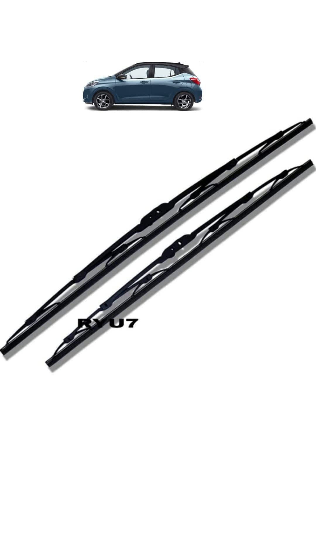 RYU7 Front Windshield Metal Wiper Blades Fits- I10 Grand NIOS, Size-24"16"(Pack of 2)