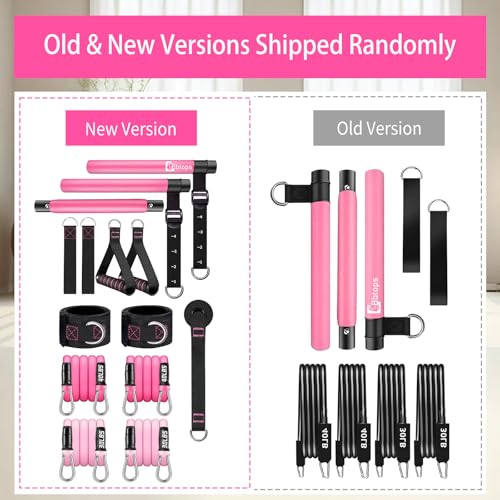 Pilates Bar Kit with Resistance Bands,Pilates Bar with Stackable Bands Workout Equipment for Legs,Hip,Waist and Arm,Exercise Fitness Equipment for Women & Men Home Gym Yoga Pilates