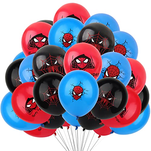 Xingsky 30 Pcs Cumpleaños Spiderman Globos Decoraciones, Spiderman Globos de Latex, Superhéroe Globos de Papel de Aluminio, Spiderman Decoracion de Fiesta, Globo para Niños Decoraciones de Fiesta Cover