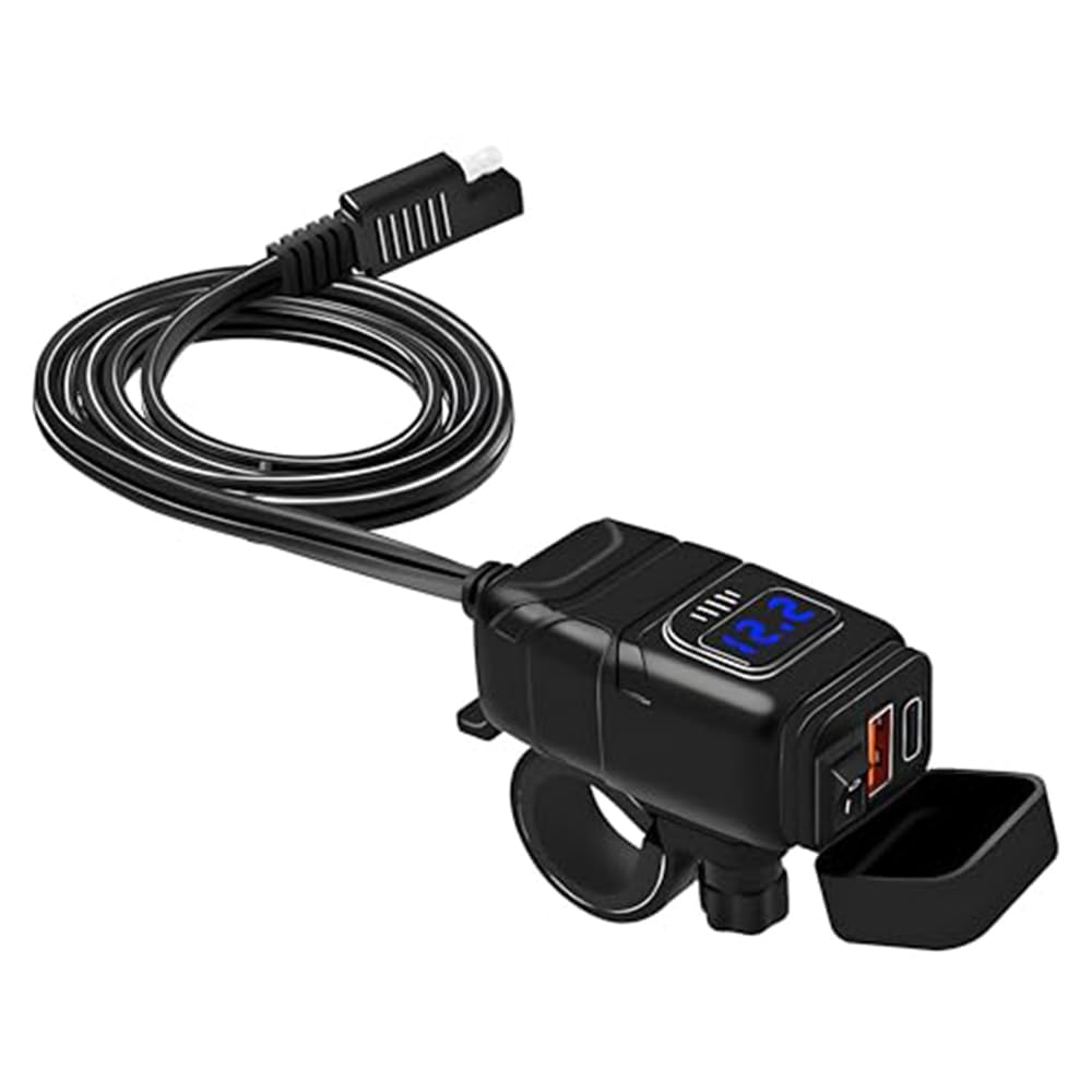 Motocyklowa podwójna ładowarka USB, woltomierz do Triumph Trident 660 2021-2026, szybkie ładowanie, szybkie odłączanie, SAE do USB, wodoodporne akcesoria
