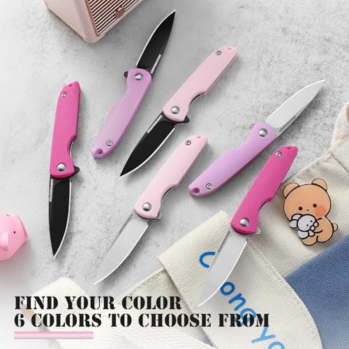 Image of DRACHENADER Knives for Women, 2.04 inch 5Cr13Mov Steel Blade, Cute Womens Girl Gift, Mini EDC Folding Knife, Small Pocket Knife (Purple)