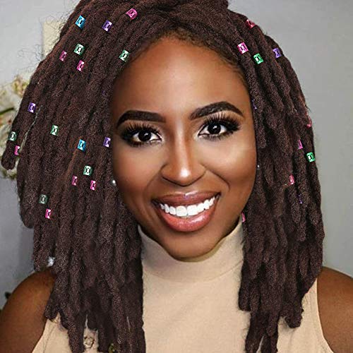 HANNE Short Hair Dreadlock Wigs for Black Women Short Afro Crochet Twist Wig Synthetic Hair Faux Locs Braided Wigs for Men Glueless Soft Hair for African Americans (Light Brown)