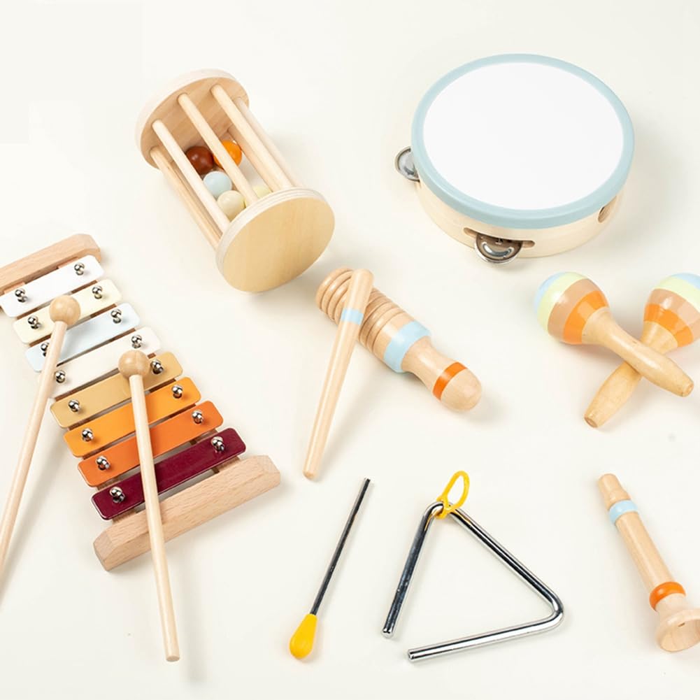 Amazon | Mkphargin 幼児 1～3 歳向け楽器木製おもちゃ、打楽器セット