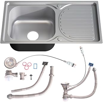 Melko kitchen sink sink stainless steel sink round built-in sink stainless steel incl. drain set and siphon