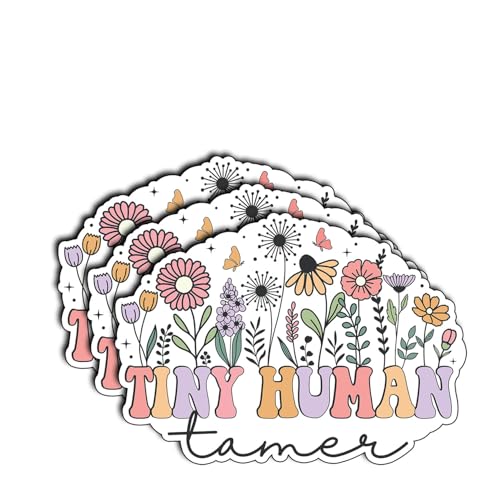 (3Pcs) Tiny Human Tamer Sticker Teacher Classroom Early Childhood Education Floral Vinyl Waterproof Decal for Laptop Water Bottle Notebook Scrapbook Daycare Preschool Appreciation Gifts (3x2.3)