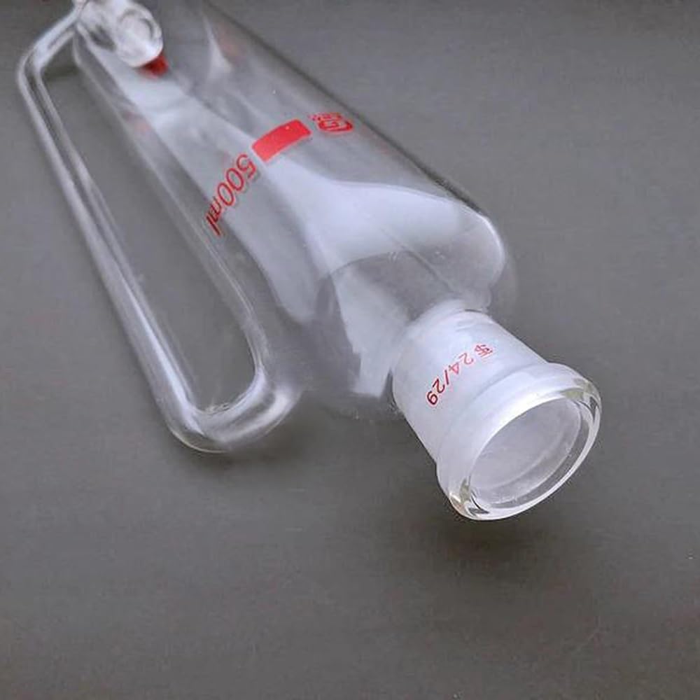 Embudo de vidrio de laboratorio de presión constante de boca estándar de 10 ml a 1000 ml, embudo de separación de goteo cilíndrico.(500ml 24x24)
