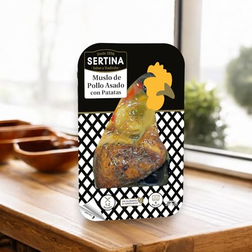 Sertina Muslo de Pollo Asado con Patatas, 6 x 350g - Pollo jugoso con patatas al horno, listo en minutos, sin conservantes, sabor tradicional