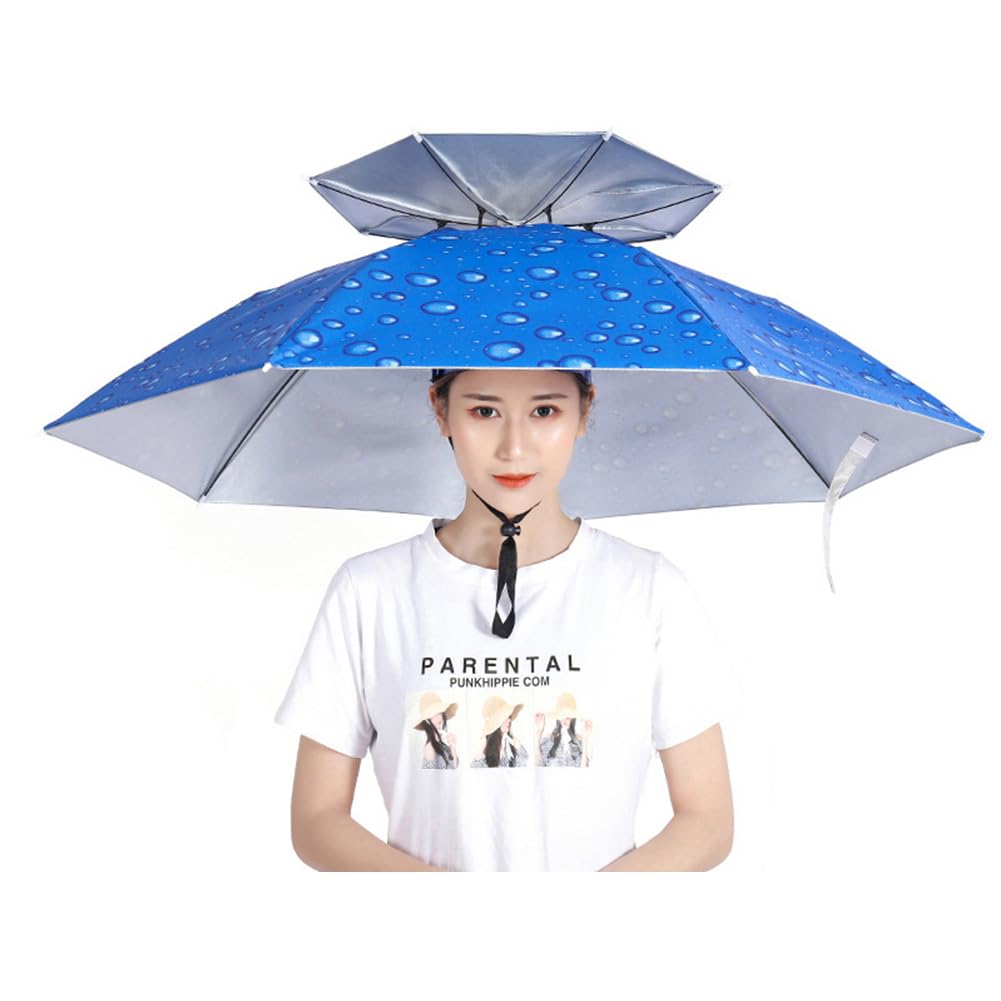 Cachpib Umbrella & Hat Head Protection for Outdoor Golf, Camping, Gardening, 95CM Double Layer
