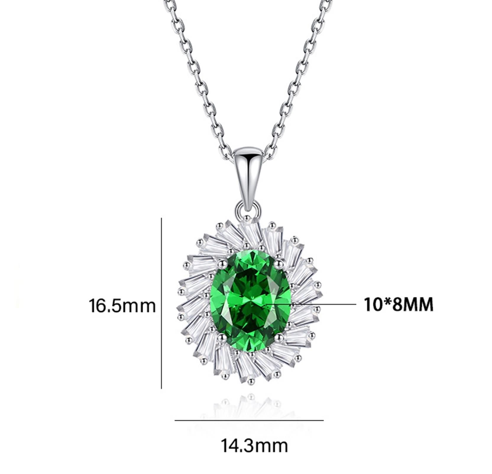 Collar de oro blanco de 9 kt/14 kt/18 quilates con colgante, 4 puntas ovaladas con esmeralda creada de 3 quilates y moissanita, collar para mujer, color verde plateado