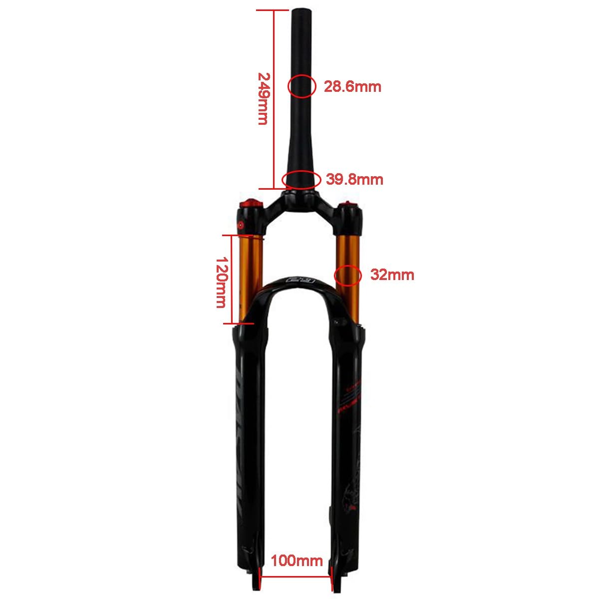 Horquilla de suspensión para Bicicleta de montaña MTB de 27,5 y 29 Pulgadas, Horquilla Delantera para Bicicleta, Tubo cónico de 1-1/8, Recorrido de 120 mm, liberación rápida de 9