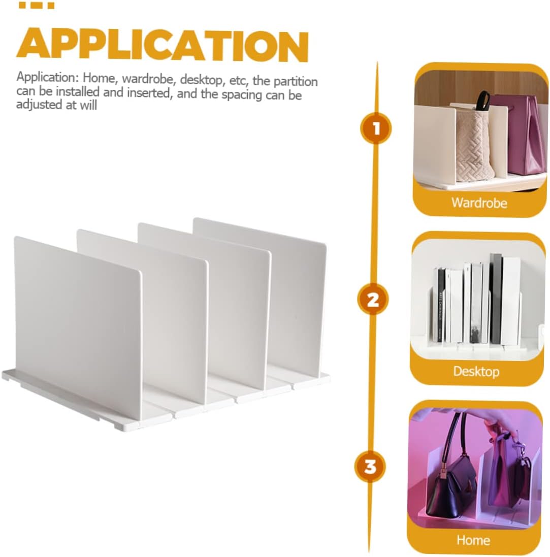 Bookshelf Dividers Plastic Shelf Organizers Easy Install Closet Partition Separators for Wardrobe Stackable Storage for Clothes Towels
