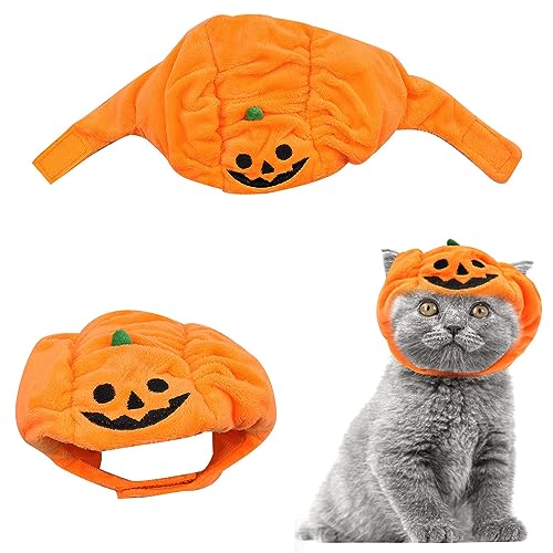 Hying Cats Pumpkin Hat for Dogs Pet Adjustable Cute Orange Pet Pumpkin Cap for Halloween Cosplay Costume Puppy Kitten Party Dress Up Accessories Soft Pumpkin Headwear for Halloween