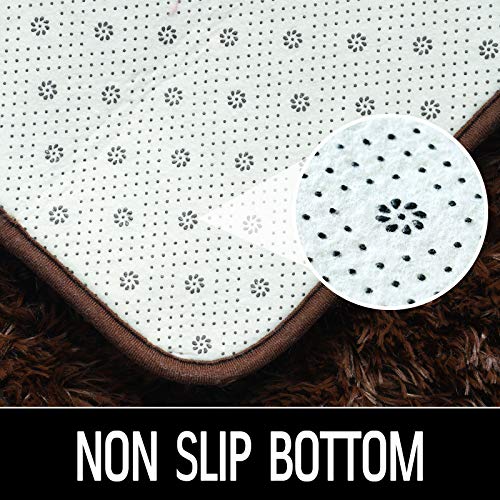 HOMORE Luxury Fluffy Area Rug Modern Shag Rugs for Bedroom Living Room, Super Soft and Comfy Carpet, Cute Carpets for Kids Nursery Girls Home, 3x5 Feet, Brown