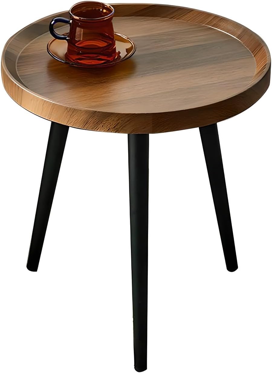 Jessie Small Round Coffee Tables,40x40x48cm Mid Century Modern Nesting Tables,Easy Assembly Circle Walnut Coffee Tables with Non-Slip Feet,Nesting Coffee Table for Living Room Balcony Yard Walnut -40*40*48cm