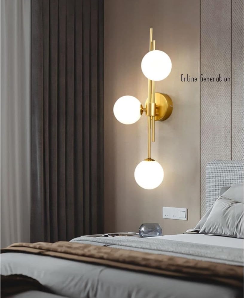 Image of Wall Lamp Chandelier Pendant Light, Home Decor for Bedroom, Living Room, Hallway, Cafe, Hotel, Restaurant (3 Light White Wall LAMP with LED Bulb Pack of 1)