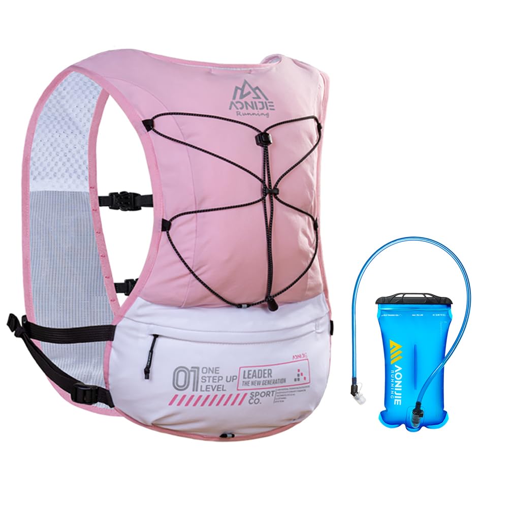 YOUGLE Hydration Vest Pack 5L Lightweight Running Backpack for Hiking Trail Running Race Marathon (Pink+1.5L Bladder)