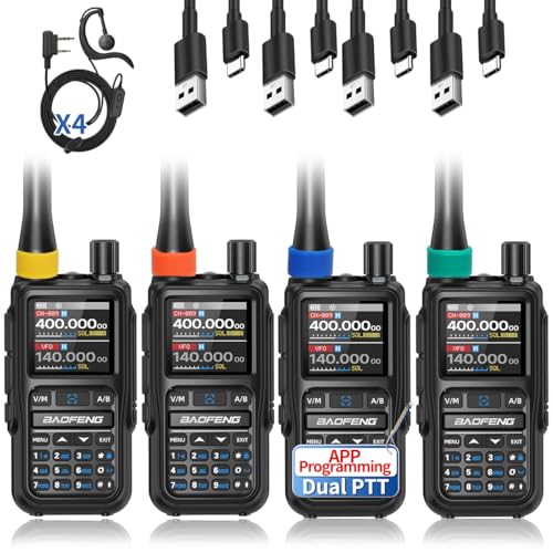 Image of BAOFENG UV-5R MINI Ham Radio Handheld UV5R Long Range Walkie Talkies Rechargeable Emergency NOAA Weather Two Way Radio APP Programming Dual PTT USB-C Charger for Camping Hiking Survival Gear,4 Pack