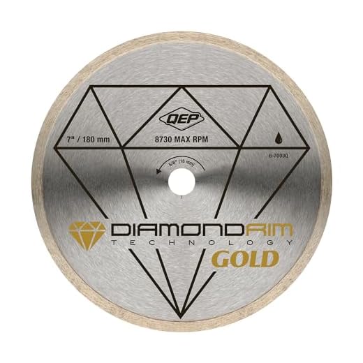 QEP 7" Continuous Rim Premium Diamond Blade for Wet or Dry Cutting of Ceramic, Porcelain, and Marble Tile, Silver