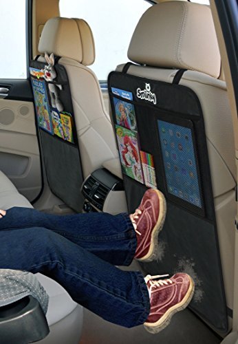 Kick Mats + Extra Large Organizer Pocket - Best Backseat Protector As Seat Covers for Your Car, SUV, Minivan or Truck - Vehicle Back Seats & Kids Safety Accessories - Universal Automotive Protectors