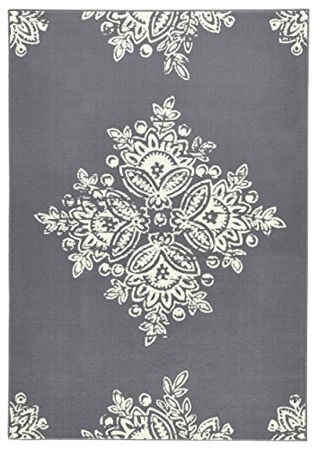 Hanse Home Design Terciopelo Alfombra Pelo Corto Blossom, Polipropileno, Gris/Crema, 80 x 150 x 0.9 cm Cover