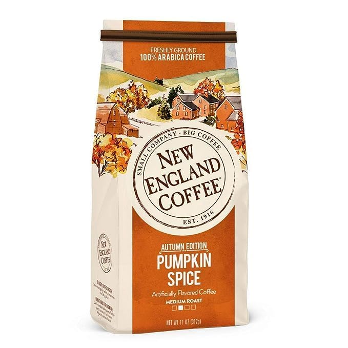 Miniatura 2 de New England Coffee Pumpkin Spice Café molido tostado medio, bolsa de 11 onzas (paquete de 3)