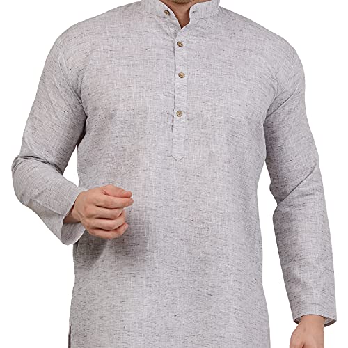 Image of Amazon Brand - Anarva Men's Pastel Linen Kurta Pyjama Set