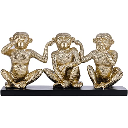 Dovdov 3 Monkey Statues And Sculptures, Gold Resin Statue, Home Decor Large Monkey Statue For Men's Office, Living Room, Entrance, Shelf, Decorative Accents #TOP20