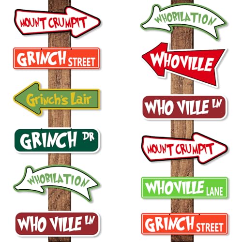 Christmas Tree Decorations Greench's Christmas Ornament Paper Cards Hanging Welcome to Whoville Tree Decorations for Winter MAS Furry Greench's Lair Themed Party Favor 16Pcs